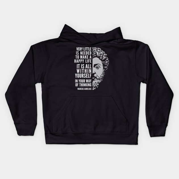 Marcus Aurelius Quote: A Happy Life Kids Hoodie by Elvdant